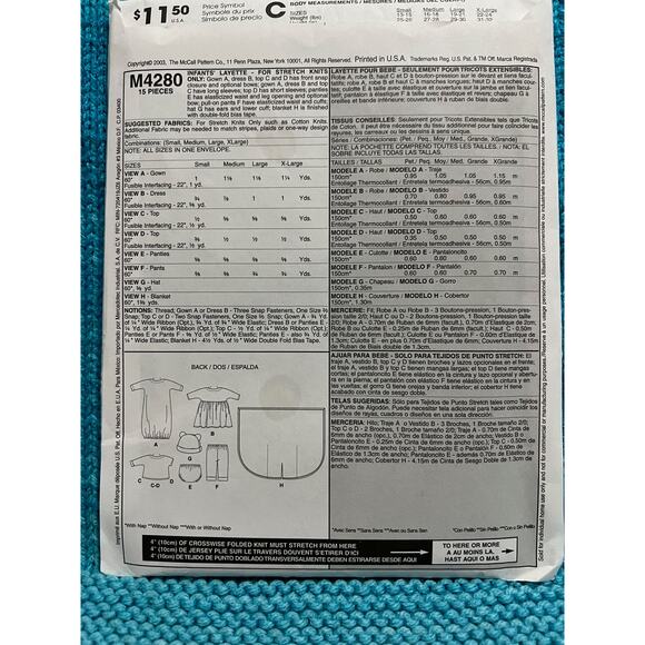 McCalls 4280 sewing pattern Baby layette blanket sleeper top pant hot top - Picture 2 of 8